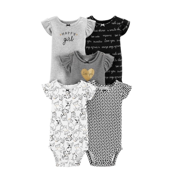 5 Pack Flutter Sleeve Baby Girl Diaper Shirts - Picture 6 of 8